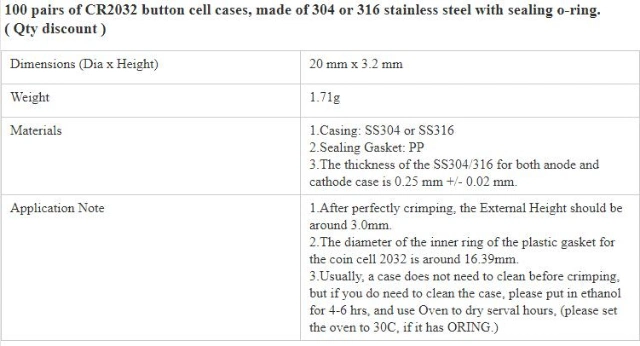 Cr2032 Al-Clad Coin Cell Case Stainless Steel Lithium Battery Coin Cell Case Material